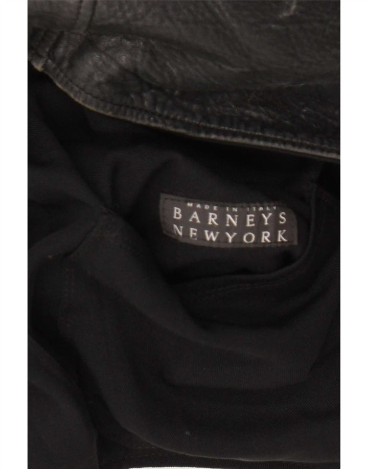 BARNEYS Herre Læderjakke UK 36 Lille Sort