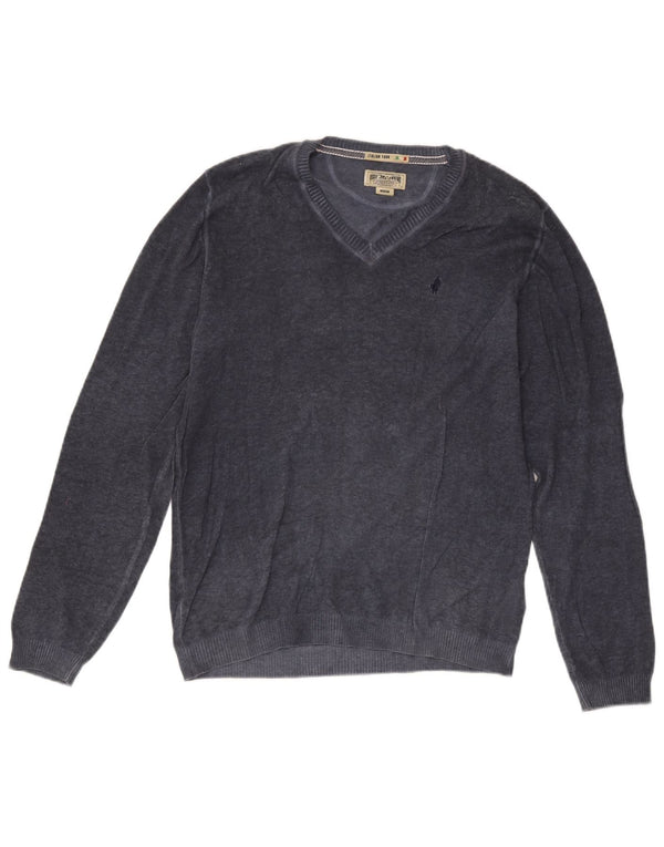 Marlboro Classics Herre V-hals sweater Medium Marineblå Bomuld