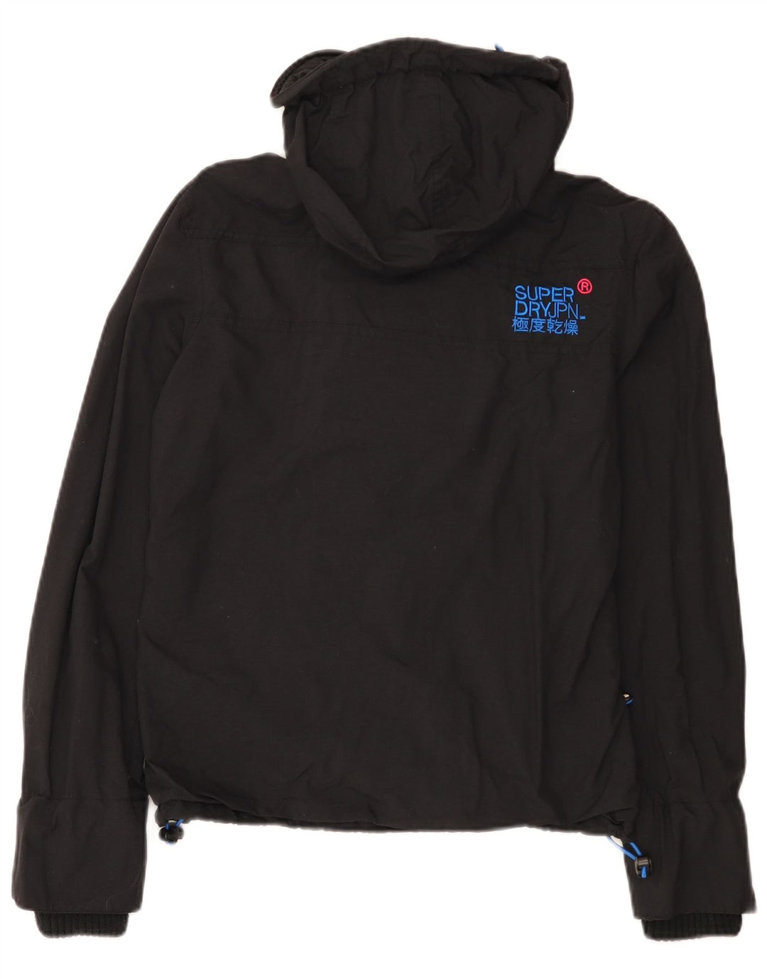 Superdry Windcheater Regnjakke med hætte til kvinder UK 14 Medium Sort Nylon