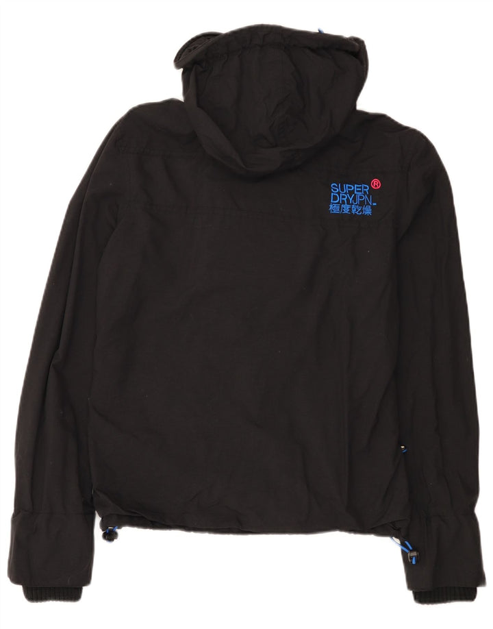 Superdry Windcheater Regnjakke med hætte til kvinder UK 14 Medium Sort Nylon