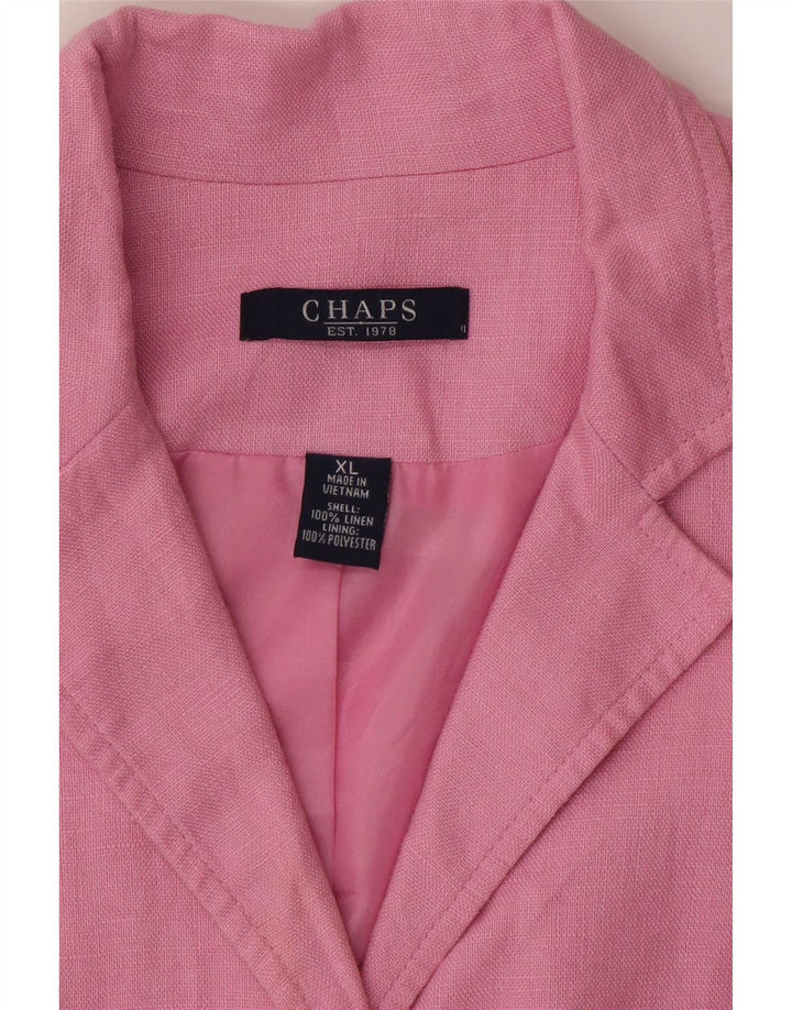 Chaps Dame 4-knaps 3/4-ærmet blazerjakke UK 18 XL Pink hør