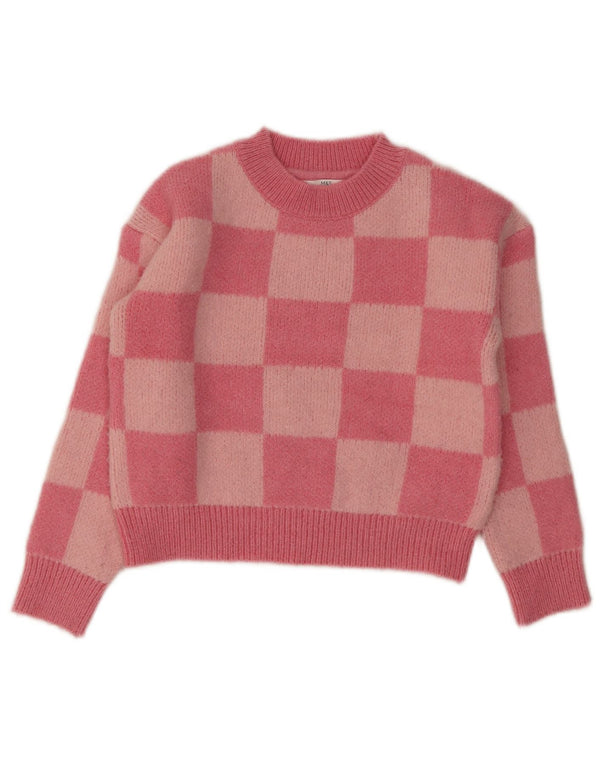 Marks & Spencer Girls Crop Crew Neck sweater 9-10 år Pink Check