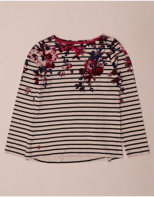 Joules Dame Grafisk Top Langærmet UK 6 XS Hvidstribet bomuld