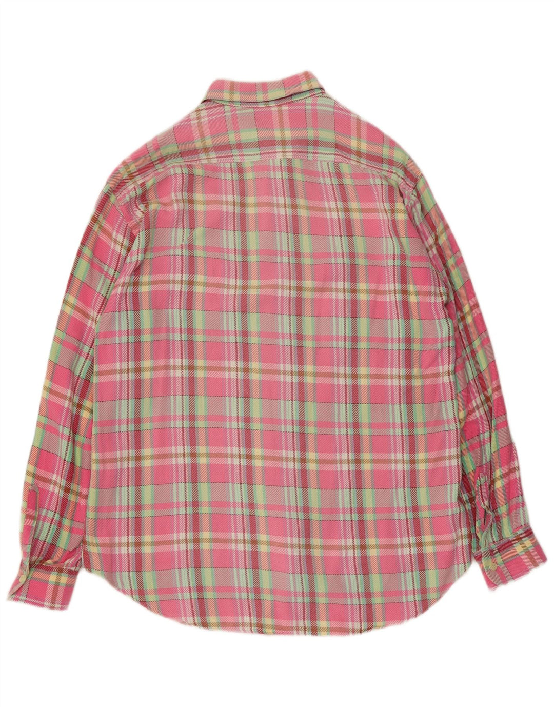 Benetton herre flannelskjorte stor pink ternet bomuld
