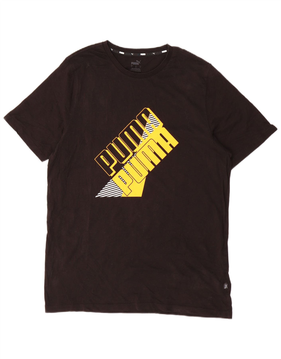 Puma Herre Grafisk T-Shirt Top Stor Sort Bomuld