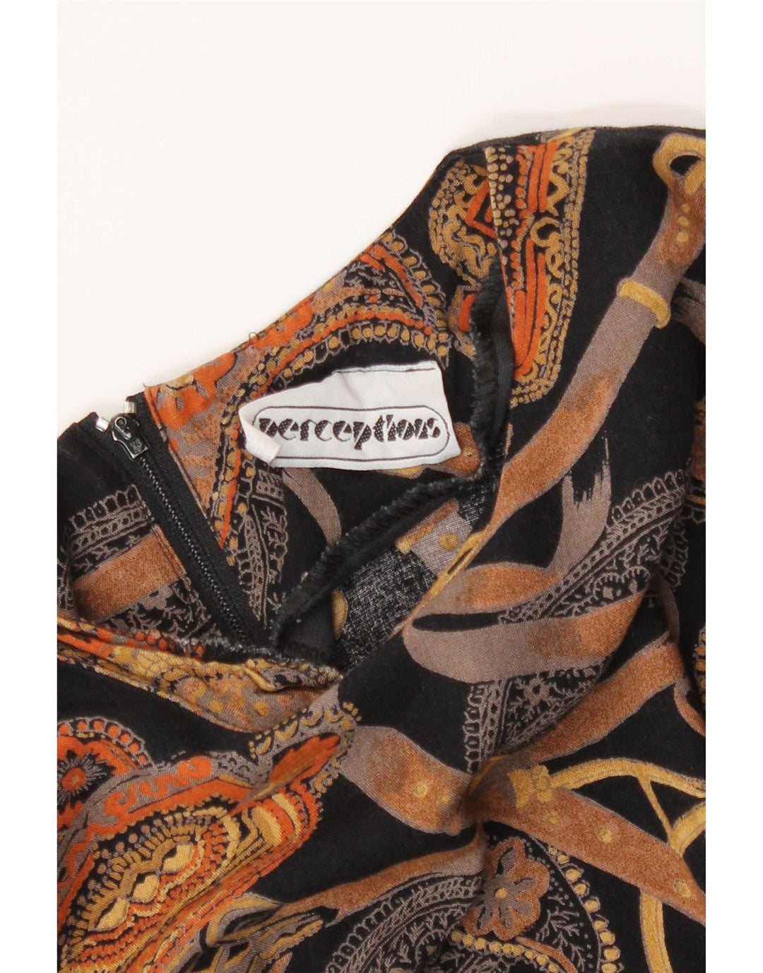 Perceptions Womens 3/4-ærmet Skedekjole UK 8 Small Black Paisley