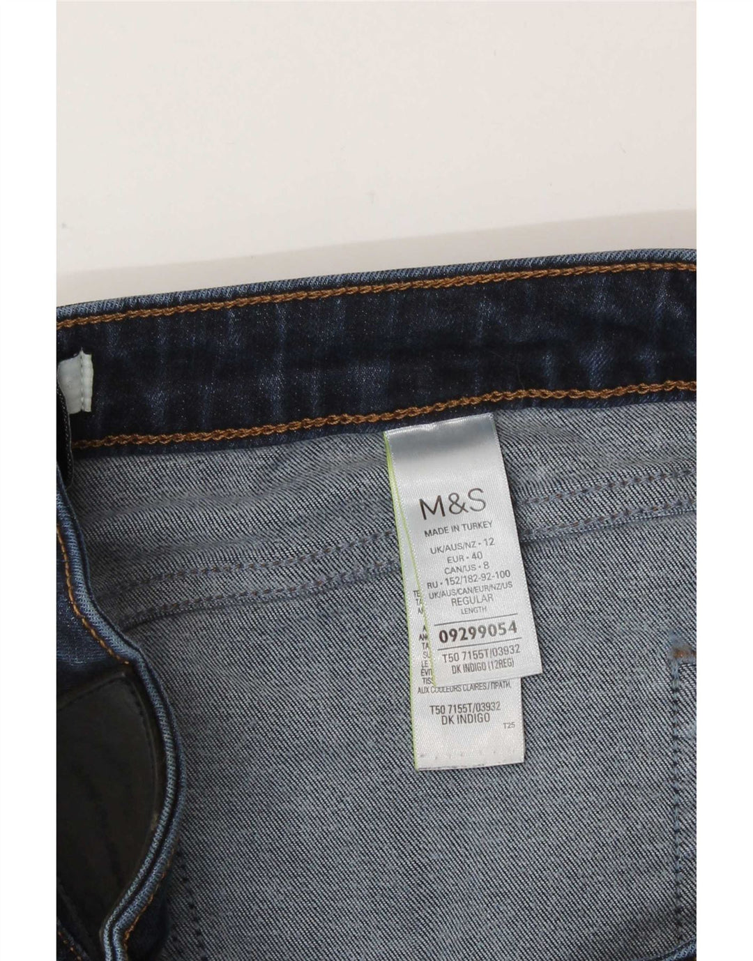 Marks & Spencer Dame Straight Jeans UK 12 Medium W30 L27 Marineblå Bomuld