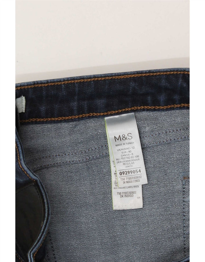 Marks & Spencer Dame Straight Jeans UK 12 Medium W30 L27 Marineblå Bomuld