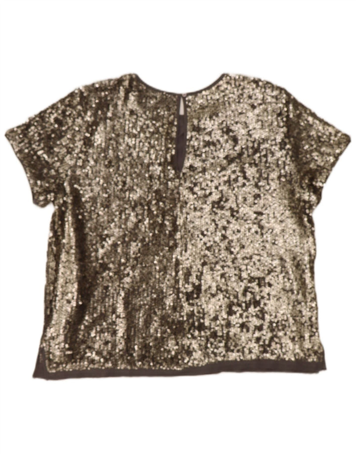 ABERCROMBIE & FITCH Womens Blouse Top UK 16 Large Grey Nylon