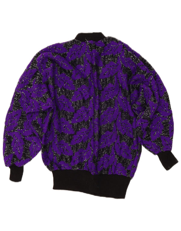 VINTAGE Dame Turtle Neck Sweater UK 8 Small Purple Colourblock