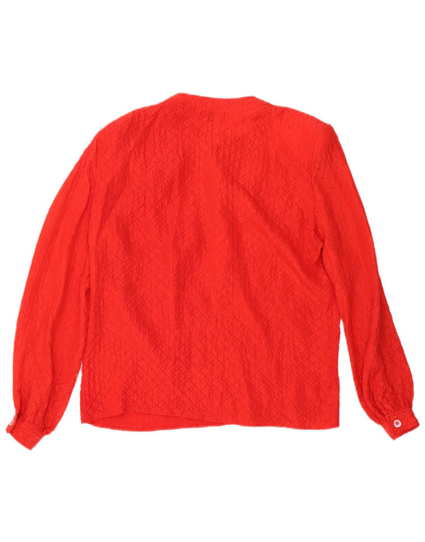 Valentino Langærmet Bluse Top IT 44 Medium Rød Silke