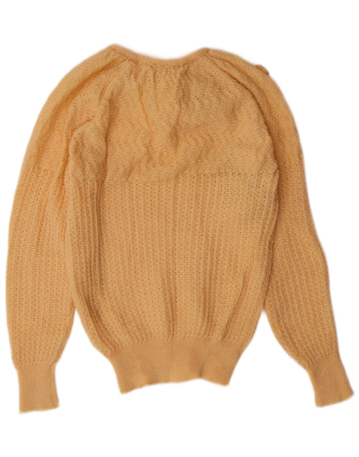 VINTAGE Dame sweater med rund hals DK 10 Lille Gul