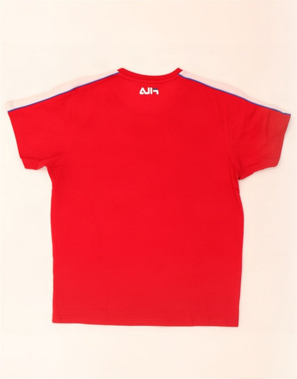 Fila Herre T-Shirt Top Lille Rød Colourblock