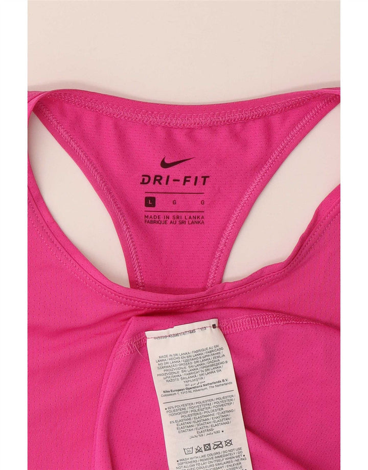 Nike Dame Dri Fit Vest Top UK 14 Large Pink Polyester