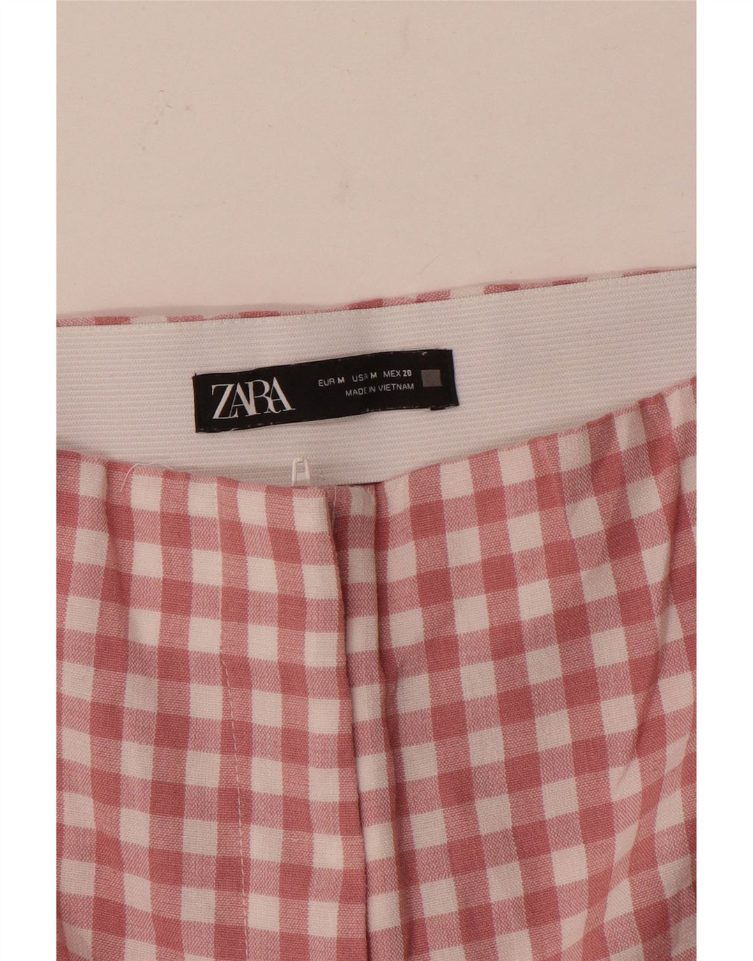 Zara Straight Cropped Bukser Medium W28 L25 Pink Check