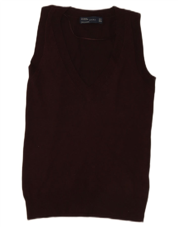 Zara Damevest Top UK 10 Small Brown Viscose