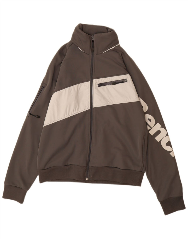 BÆNK Herre grafisk træningsdragt Topjakke Stor grå Colourblock Polyester