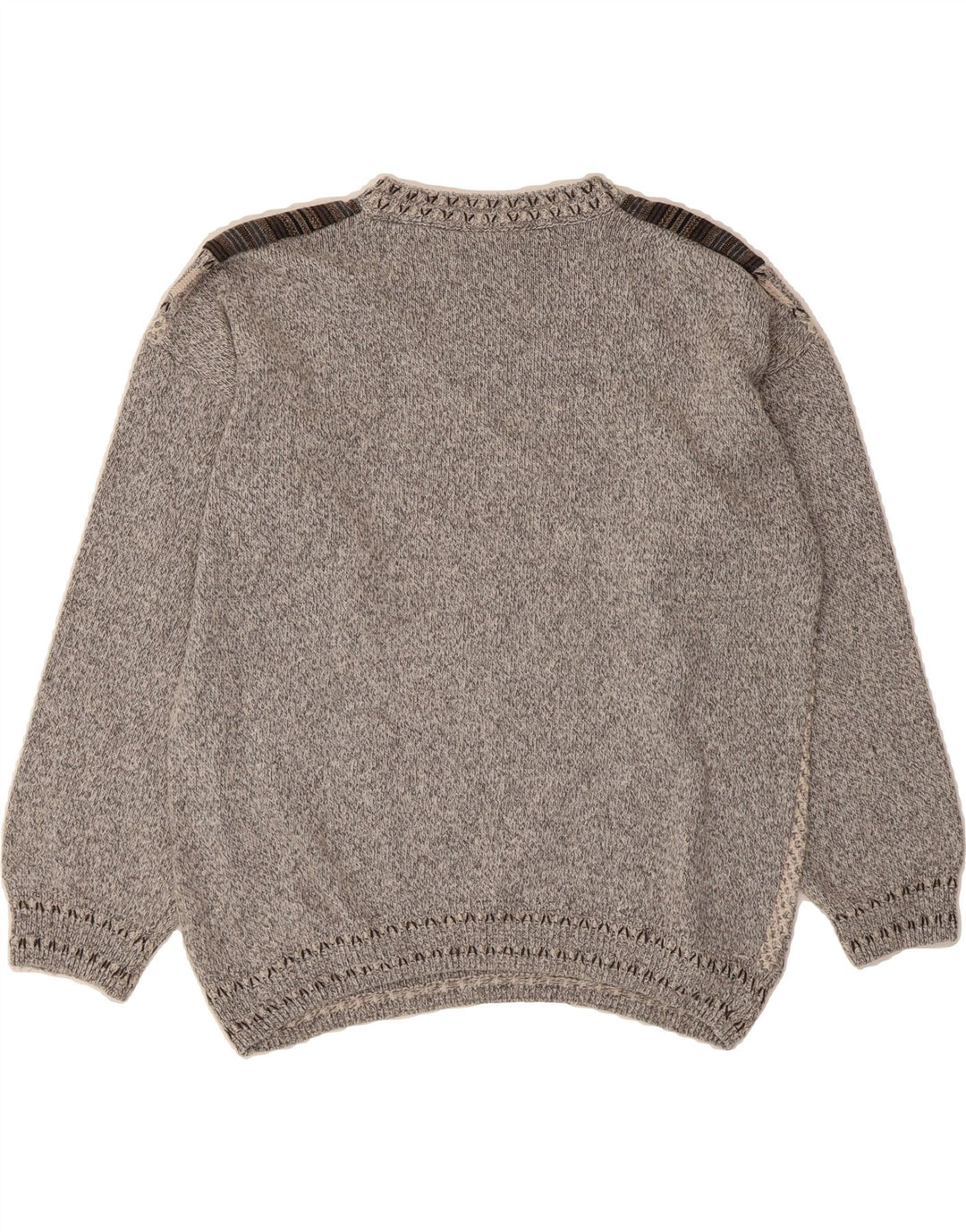 ALESSANDRO MAGNO Mens Crew Neck Jumper Sweater Medium Grey Striped Vintage Alessandro Magno and Second-Hand Alessandro Magno from Messina Hembry 