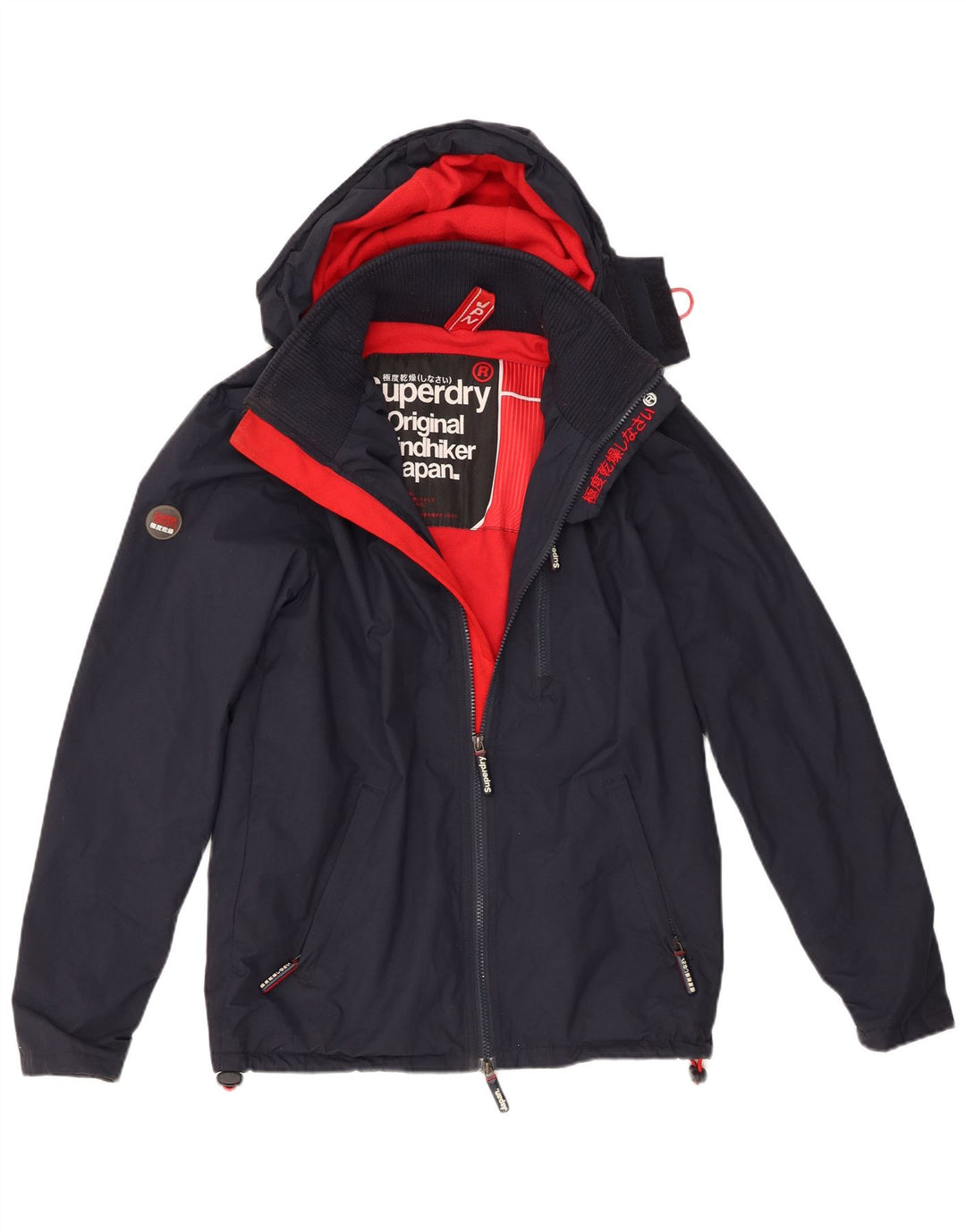 Superdry Windhiker Windbreaker-jakke med hætte til mænd UK 36 Small Navy Blue