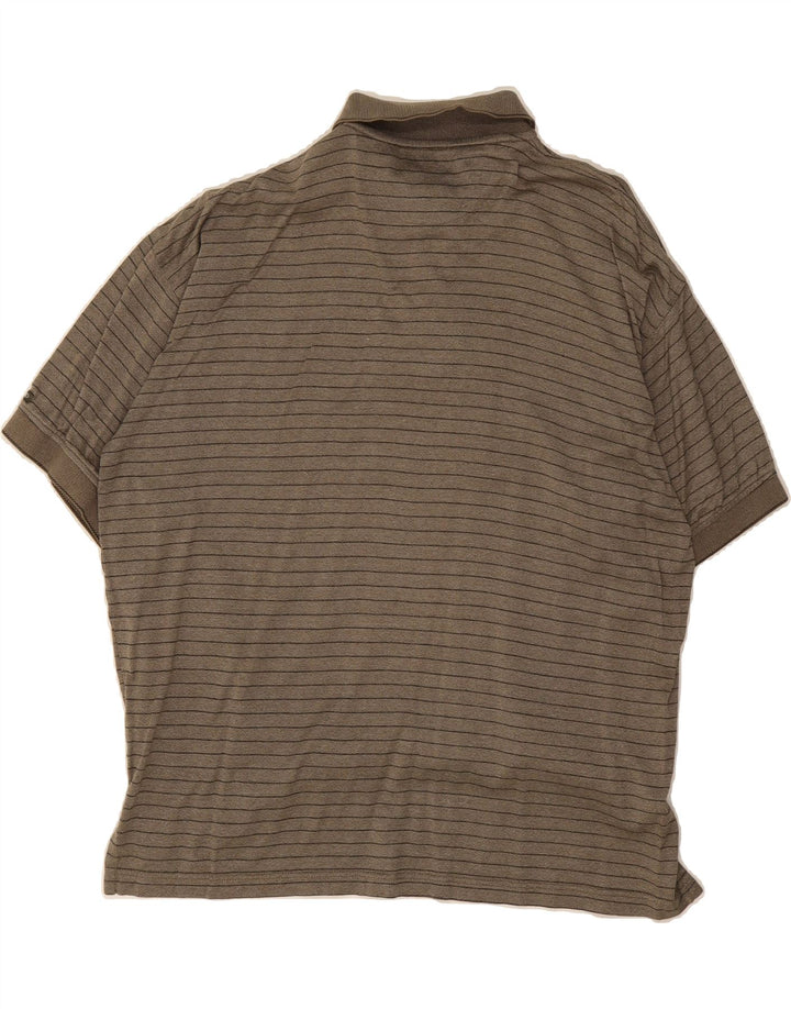 IZOD Mens Polo Shirt Medium Grey Striped Cotton Vintage Izod and Second-Hand Izod from Messina Hembry 
