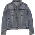Zara Dame Crop Denim Jacket UK 12 Medium Blue Cotton