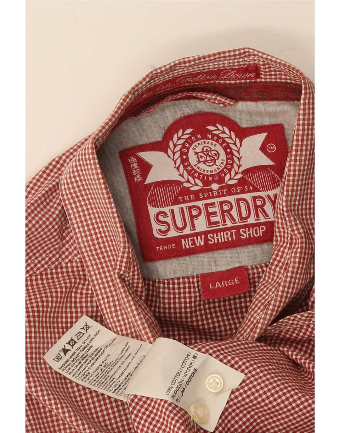 Superdry Herreskjorte Stor rød Gingham Bomuld