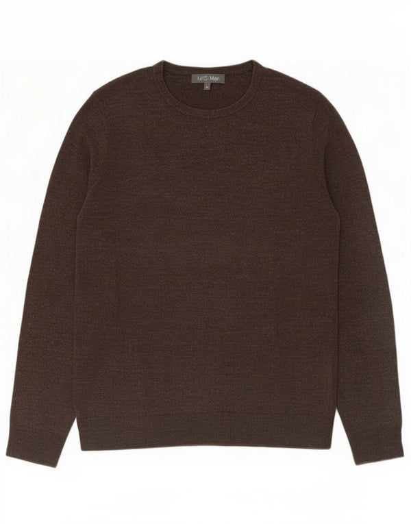 Marks & Spencer Herre sweater med rund hals, medium brun akryl