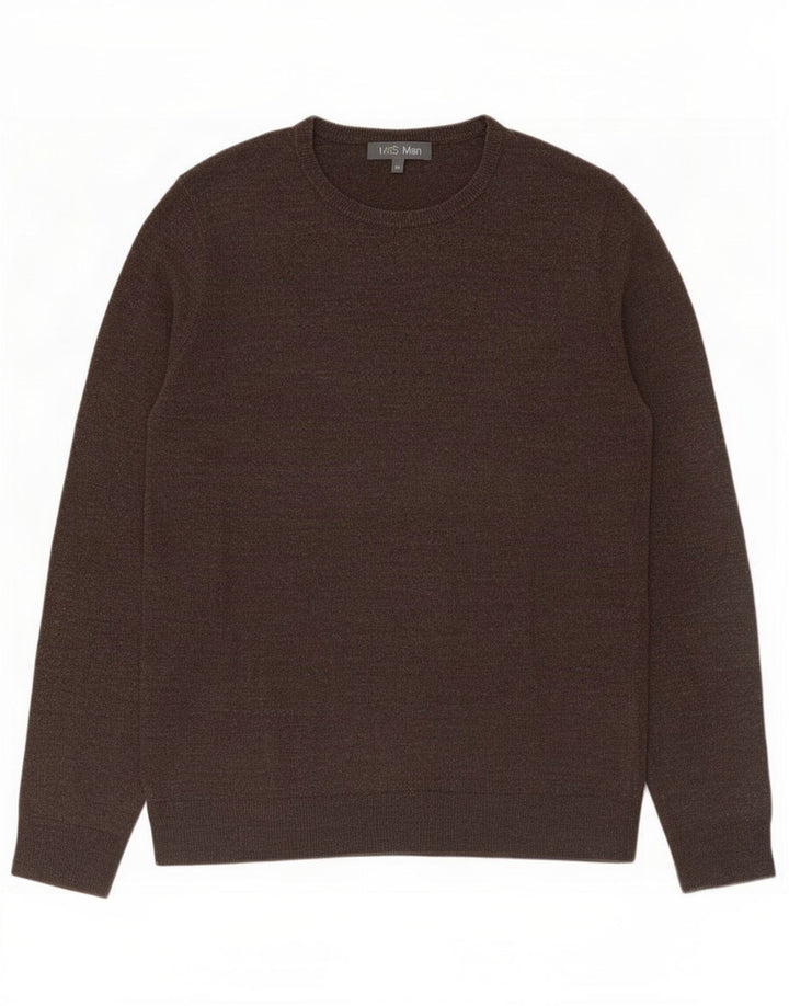 Marks & Spencer Herre sweater med rund hals, medium brun akryl