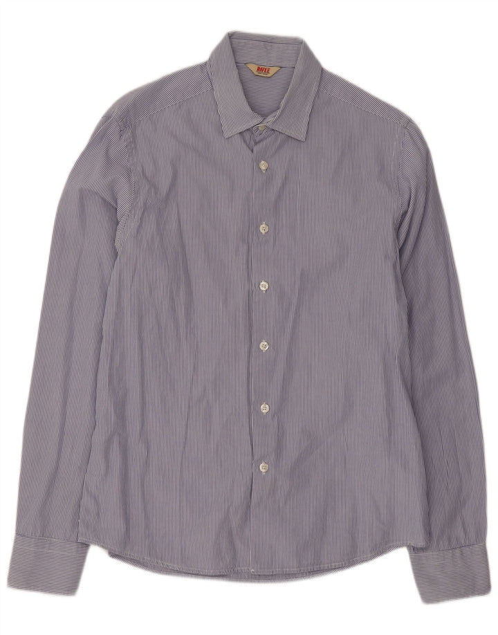Rifle Herreskjorte Medium Blue Pinstripe Bomuld