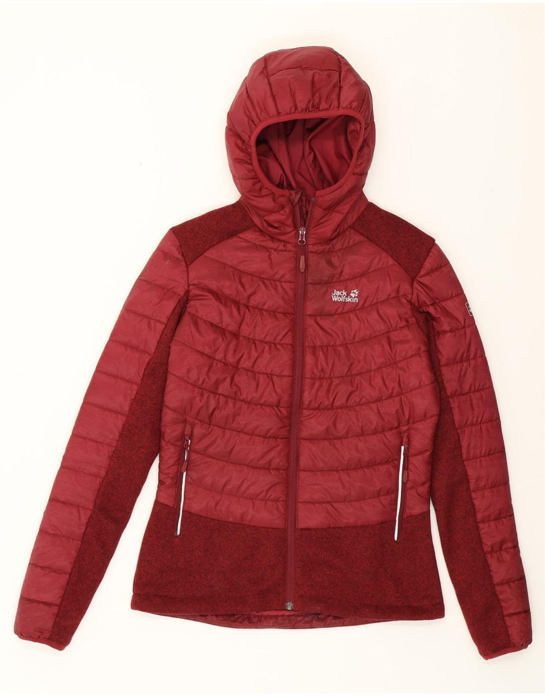 JACK WOLFSKIN Polstret jakke til kvinder UK 8/10 Small Burgundy Colourblock
