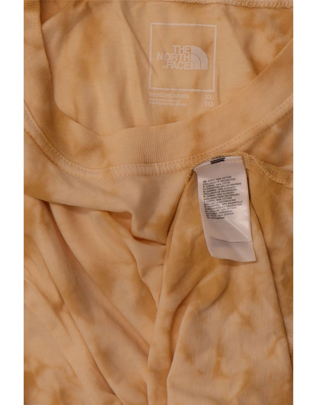 THE NORTH FACE Herre T-Shirt Top XL Brun Tie Dye Bomuld