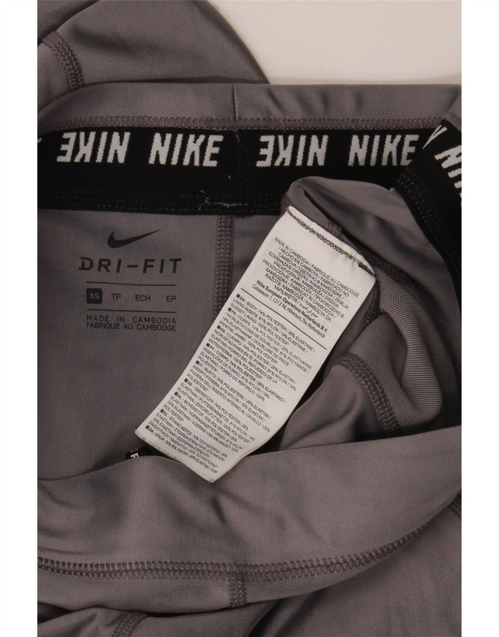 NIKE Dame Dri Fit Leggings UK 6 XS Grå Polyester