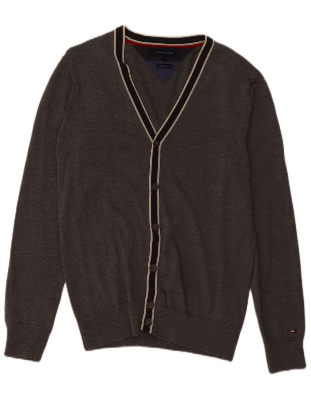 Tommy Hilfiger Herre Cardigan Sweater Lille Grå Uld