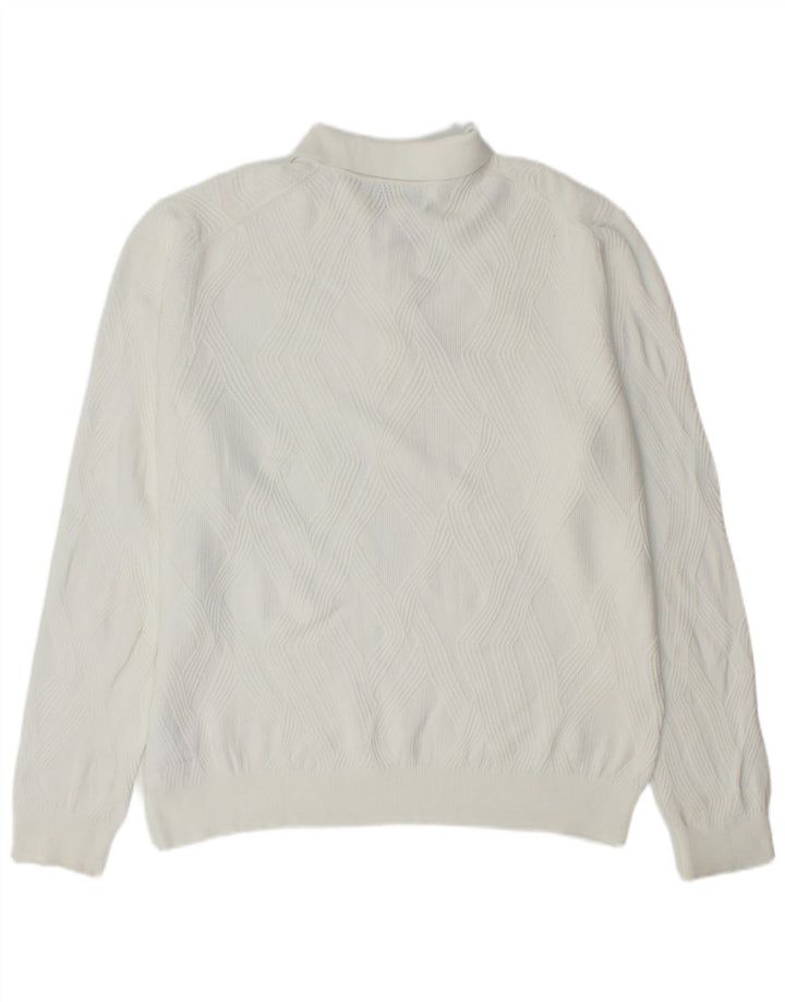 Marks & Spencer Herre Autograph Polo Neck Jumper Sweater Stor Hvid Bomuld