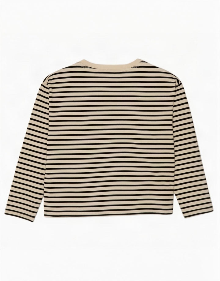 Zara Dame Top Langærmet UK 18 XL Hvid Stribet
