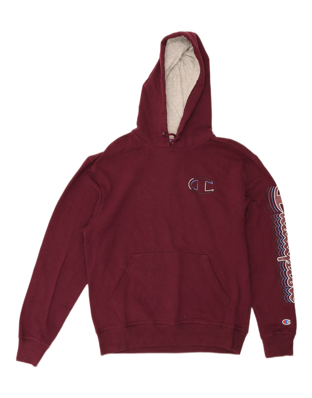 CHAMPION Mens Graphic Hoodie Jumper Medium Maroon Cotton Vintage Champion and Second-Hand Champion from Messina Hembry 