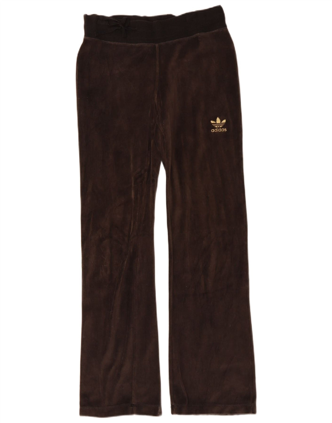 ADIDAS Womens Velvet Tracksuit Bukser EU 42 Medium Brown Bomuld