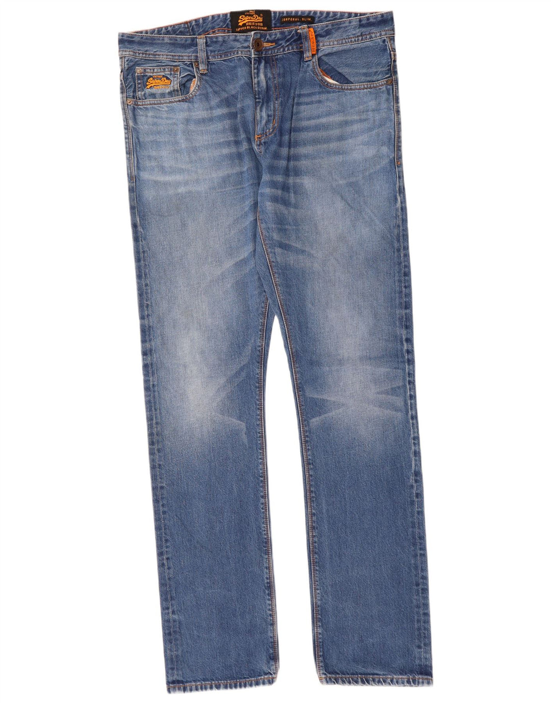 SUPERDRY Herre Corporal Slim Jeans W36 L34 Blå Bomuld