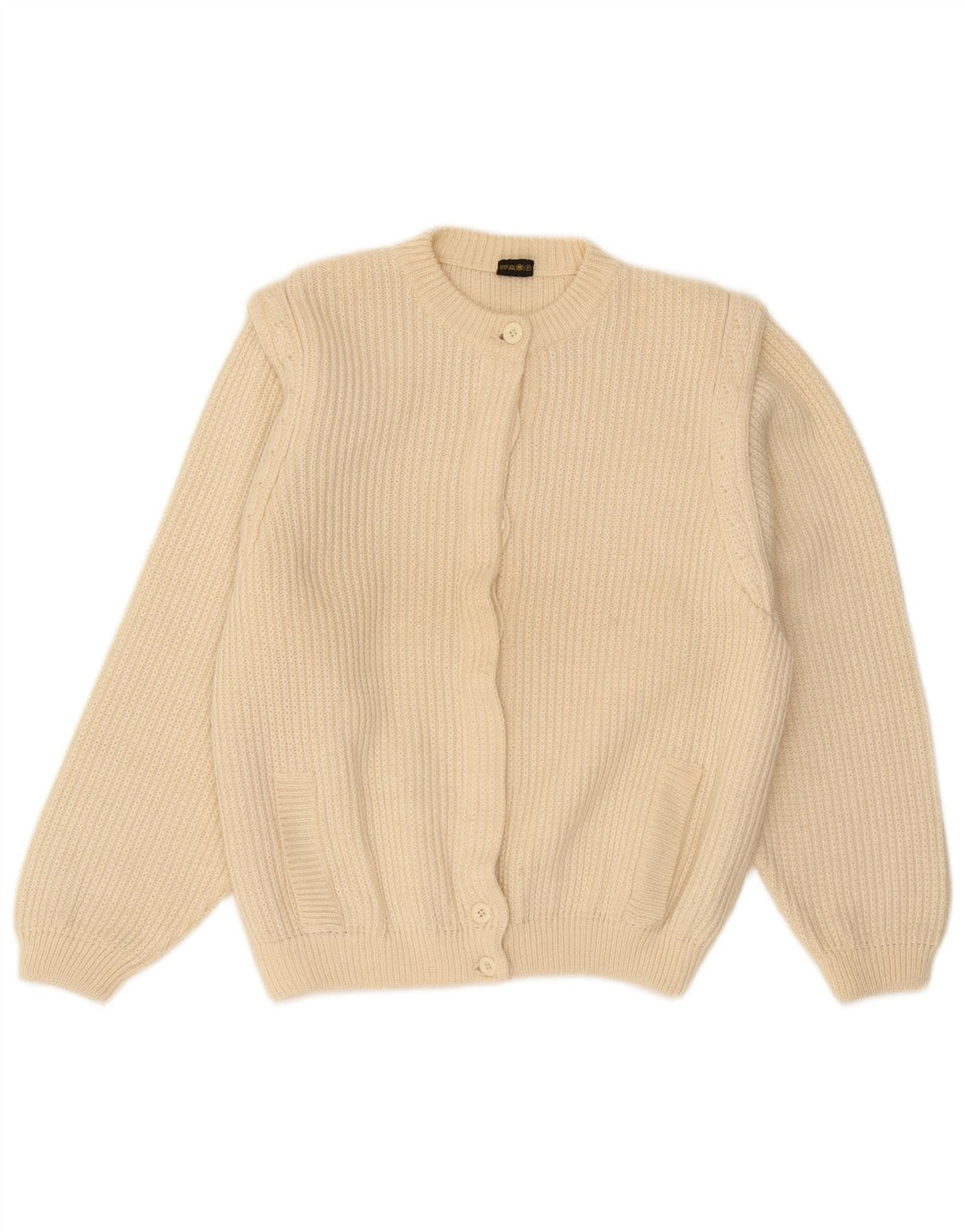 Donatella Dame Cardigan Sweater UK 16 Stor Beige Virgin Wool