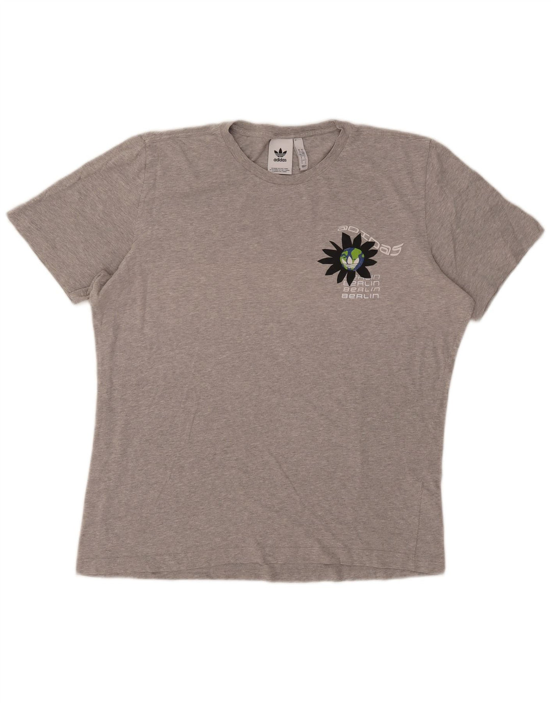 Adidas Herre Grafisk T-Shirt Top Stor Grå Bomuld