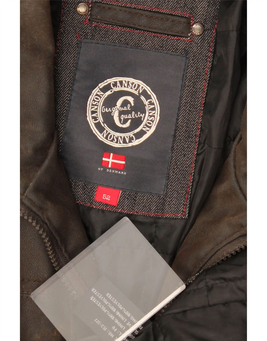 CANSON Herre imiteret læderjakke EU 52 XL Brun polyethylen