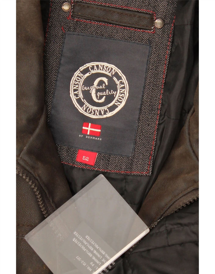 CANSON Herre imiteret læderjakke EU 52 XL Brun polyethylen