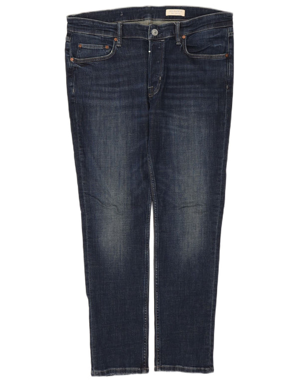 ALL SAINTS Herre Slim Jeans W34 L30 Marineblå Bomuld