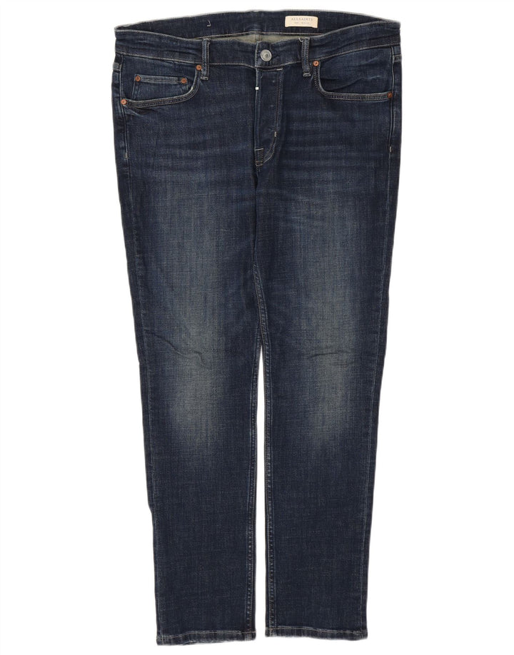ALL SAINTS Herre Slim Jeans W34 L30 Marineblå Bomuld