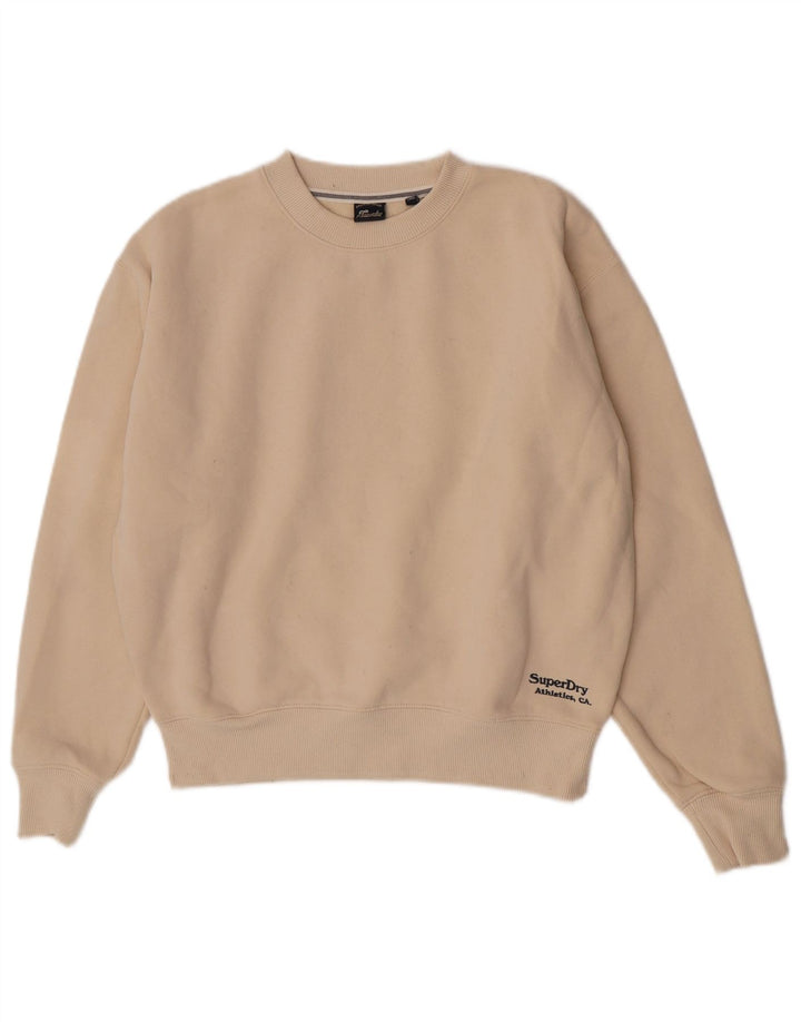 Superdry Womens Oversized Sweatshirt Jumper UK 8 Small Beige Bomuld