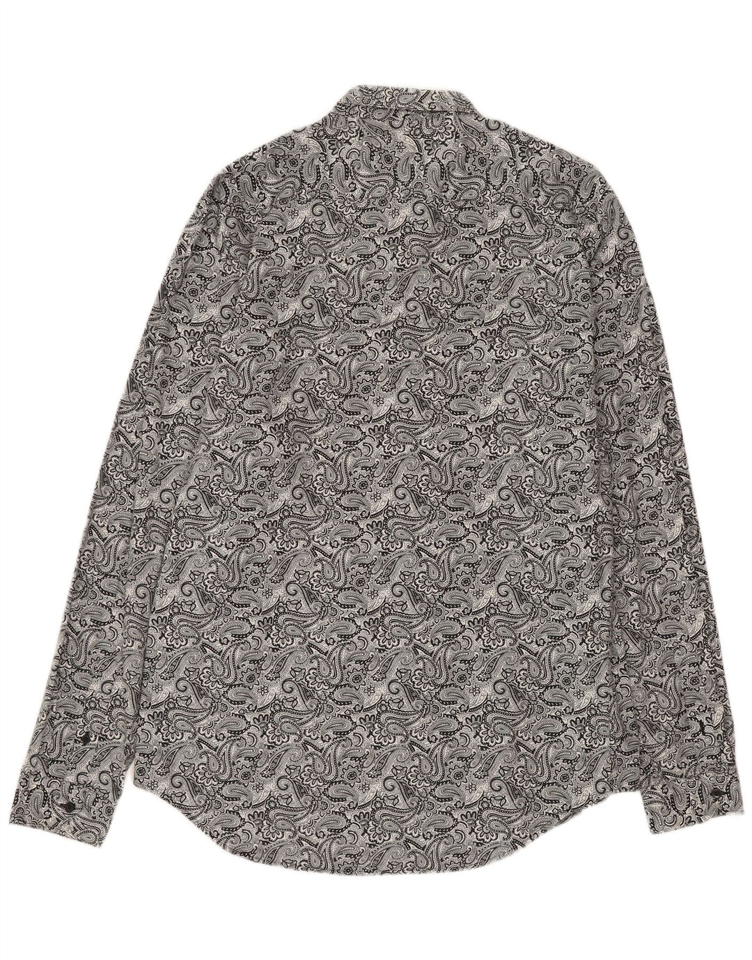 Zara Herre Slim Fit Skjorte Stor Grå Paisley Bomuld