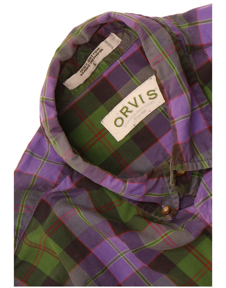 Orvis Herre flannelskjorte Stor lilla ternet bomuld