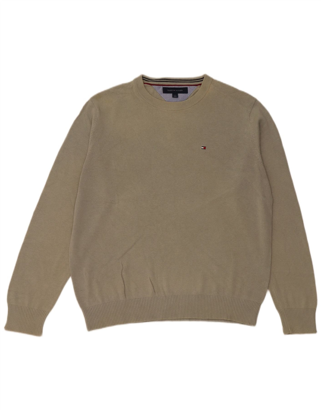 Tommy Hilfiger Herre Crew Neck Jumper Sweater Medium Khaki Bomuld
