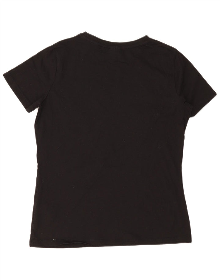 Guess Grafisk T-Shirt Top til kvinder UK 12 Medium Sort Bomuld
