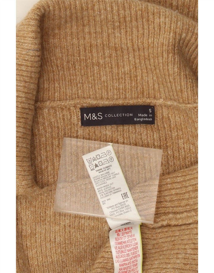 Marks & Spencer Dame Longline Åben Cardigan Sweater UK 10 Lille Brun